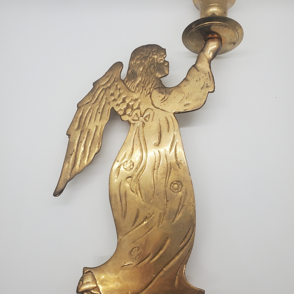 Vintage Brass Angel Candle Holder